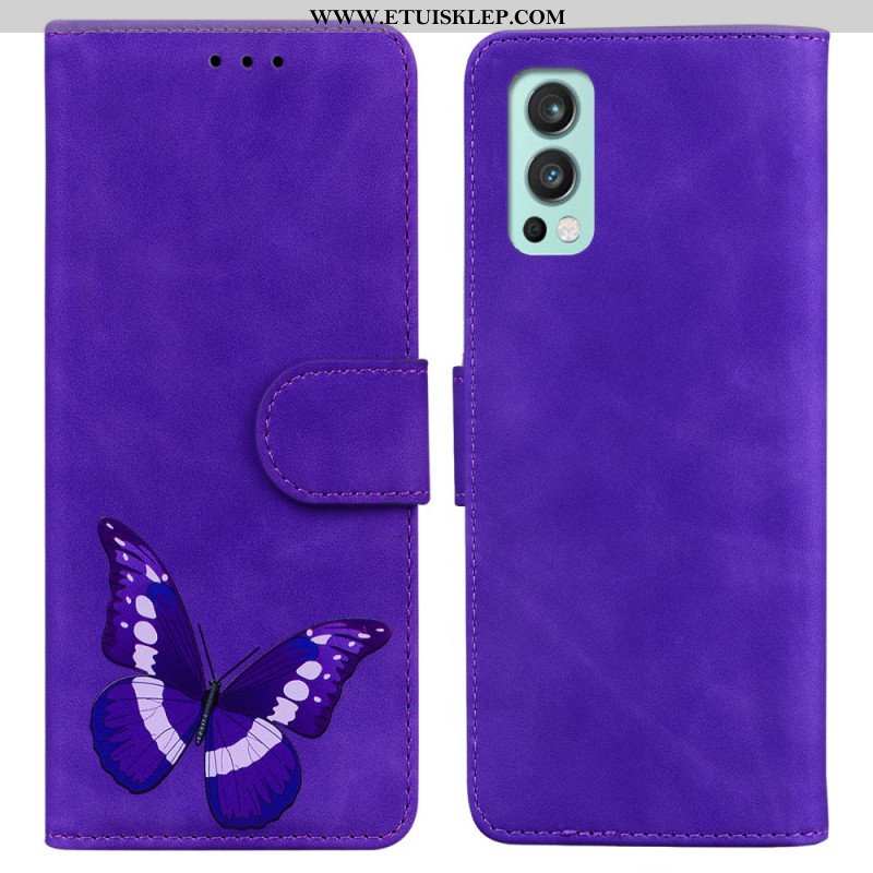 Etui Folio do OnePlus Nord 2 5G Motyl Dotykający Skóry